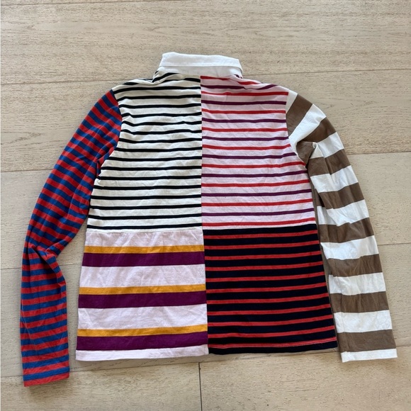 Kule The Patch Rugby Cotton Long Sleeve Tee Pink Multi size XS - Picture 8 of 12